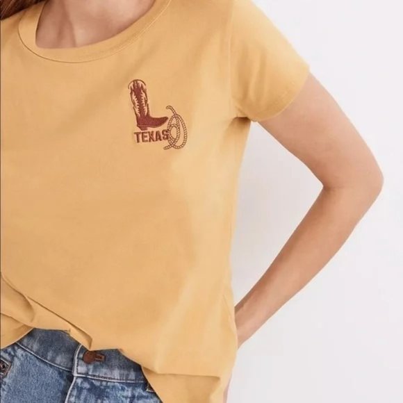 Madewell x Made Some Souvenirs NWT Texas Small Embroidered Perfect Vintage Tee - Picture 1 of 11